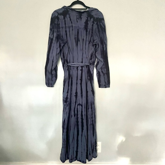 NEW NWT Hatley Blue Navy Tie Dye Button Down Belted Long Sleeve Maxi Dress - Picture 12 of 16